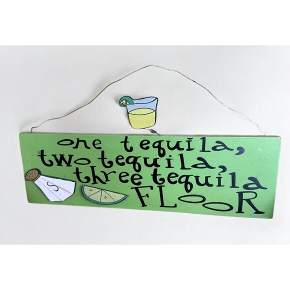 "One Tequila Two Tequila Three Tequila Floor" Wooden Wall Sign - Picture 3 of 4